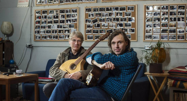 Musicians Joel Plaskett, right, and his father Bill pose in Plaskett’s recording studio The New Scotland Yard in Halifax on Tuesday, January 17, 2017. DARREN CALABRESE/THE CANADIAN PRESS